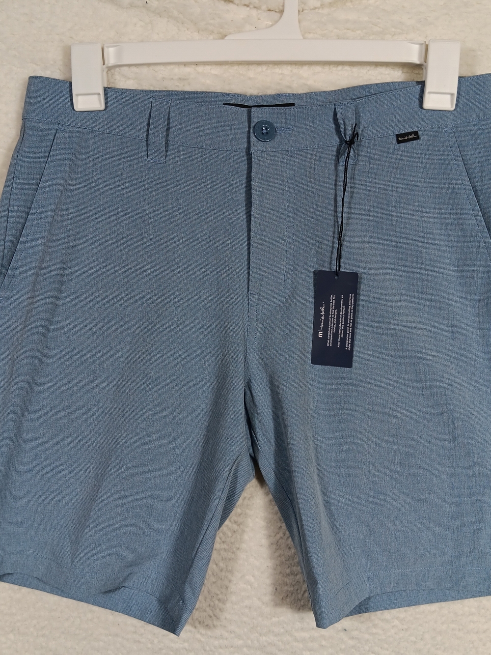 Travis Mathew Beck Shorts Mens 32 Blue Performance 9" Inseam Golf Preppy NWT